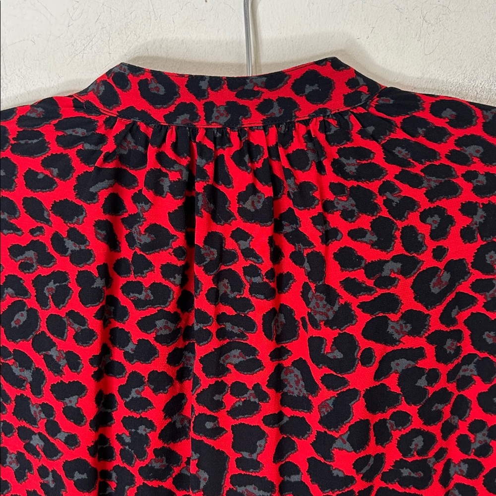 Zadig & Voltaire Red and Black Leopard Print V-Neck Blouse - Picture 11 of 15